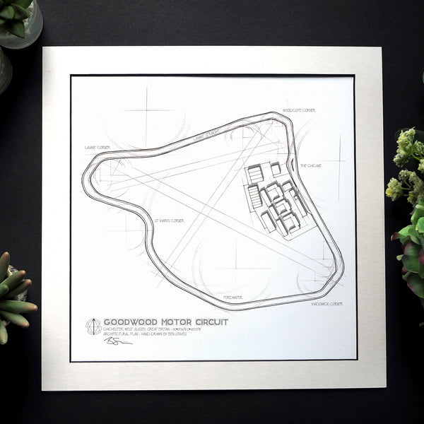 The Goodwood Motor Circuit - Hand Drawn Technical Map