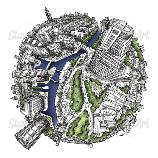The Leeds Waterfront Globe (2019) - StavesArt